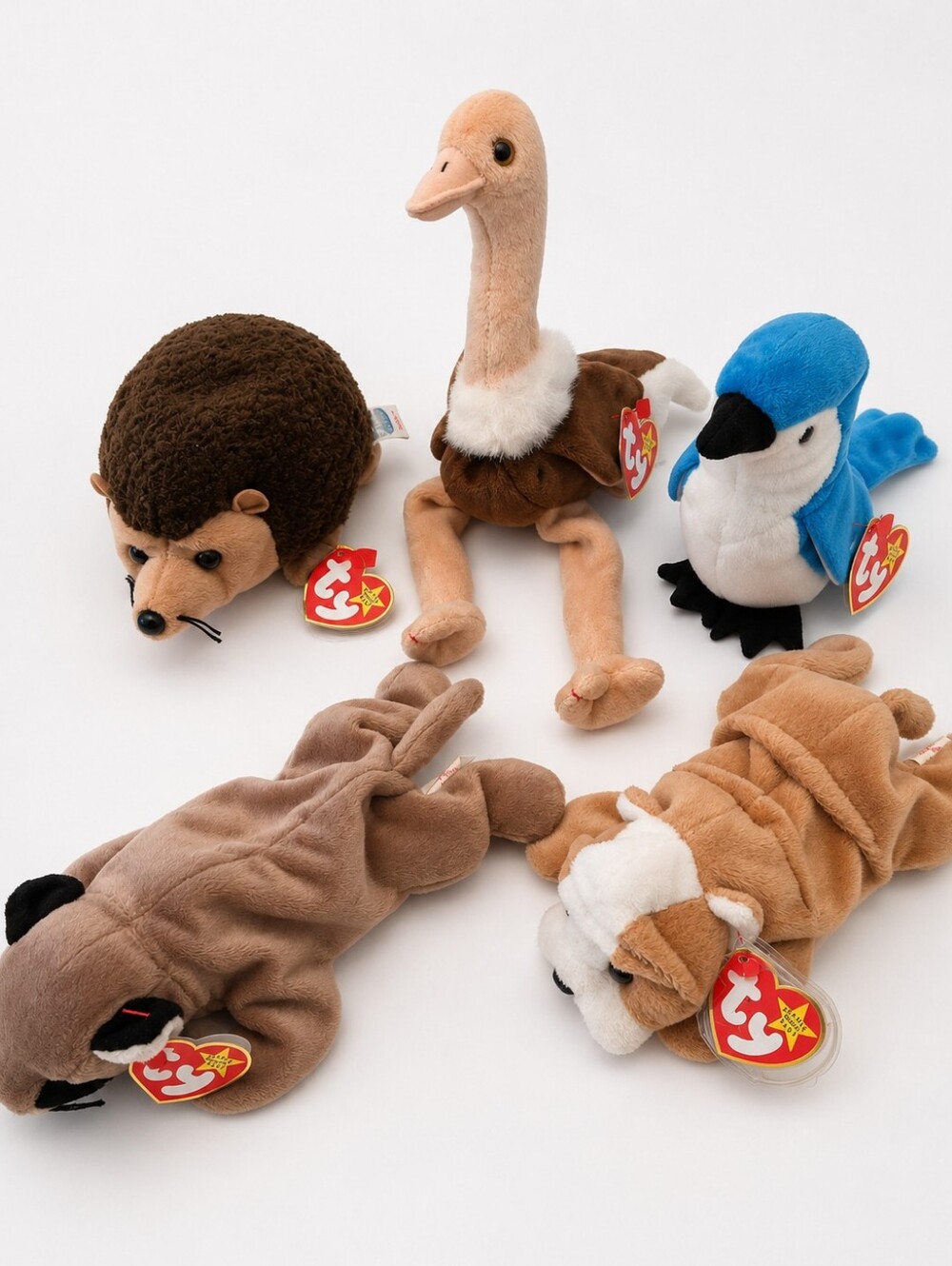 Ty Beanie Babies Lot 5 Vintage 96-1999 Animals Plush 90s Kid Retro Toy Stuffies